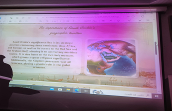 فعالية “الموقع الجغرافي للمملكة العربية السعودية” باللغة الإنجليزية في الكلية شطرالطالبات